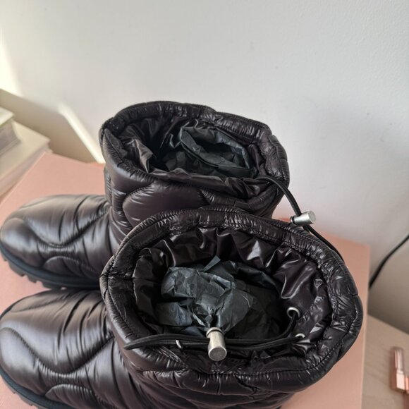 NWt Miu Miu Quilted Boots Black Nylon Padded Drawstring Sz 40 - Picture 9 of 12